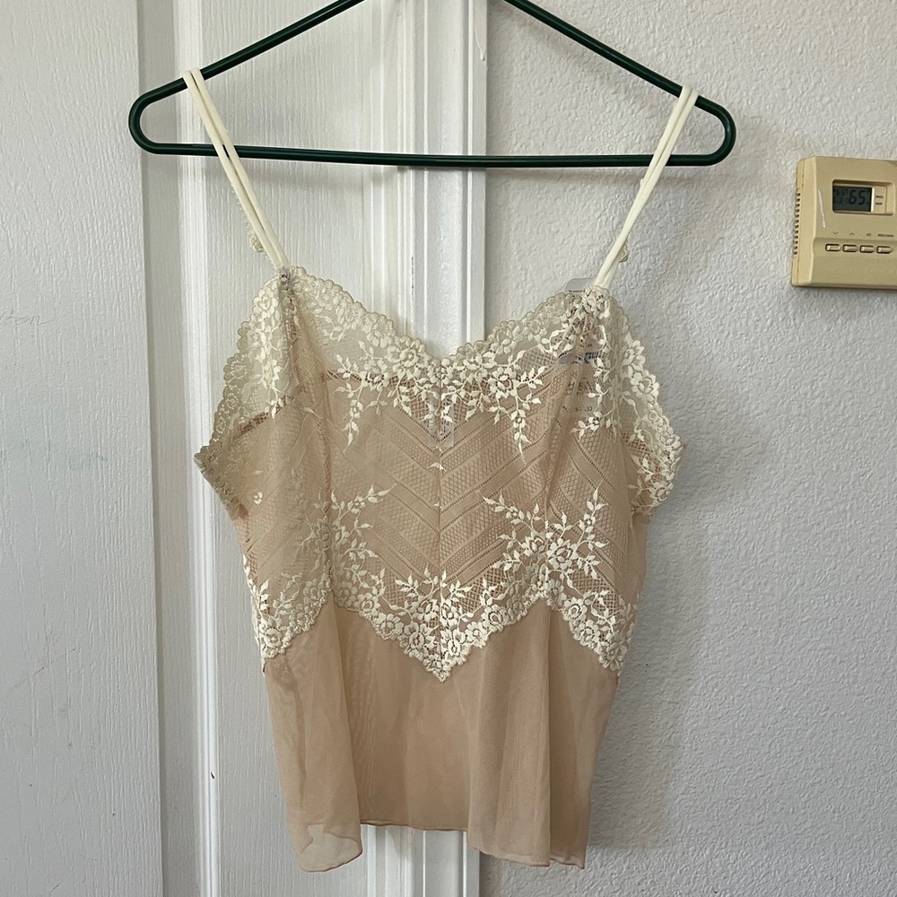NWT Wacoal Lace Trim Camisole in Cream and Tan (XL)